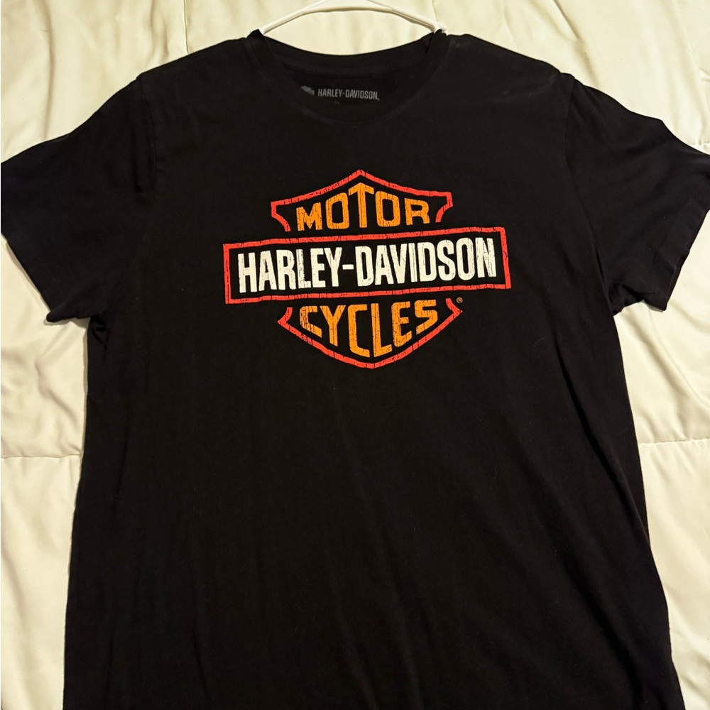 Harley-Davidson Black T-Shirt with Red and Orange Logo